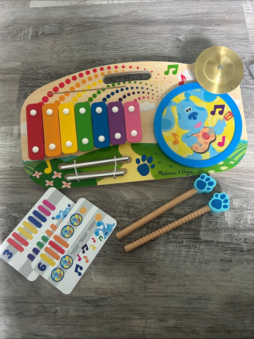 Melissa & Doug Blue’s clues Rainbow Xylophone & Blue Drum Toy Set